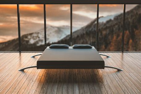 Smart Home - Black Mattress in Front of a Large Window Behind a Mountain