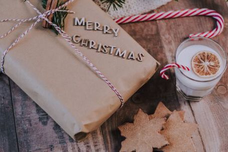 Seasonal Decor - Glass of Milk Near Christmas Present